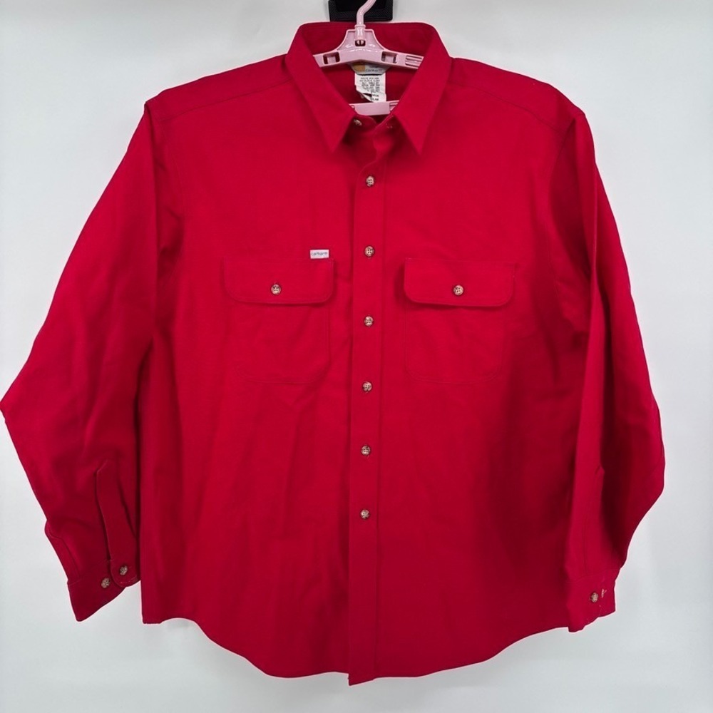 Vtg Carhartt Flannel Shirt Mens XL Red Rugged Outdoor Wear Heavy Work USA Made